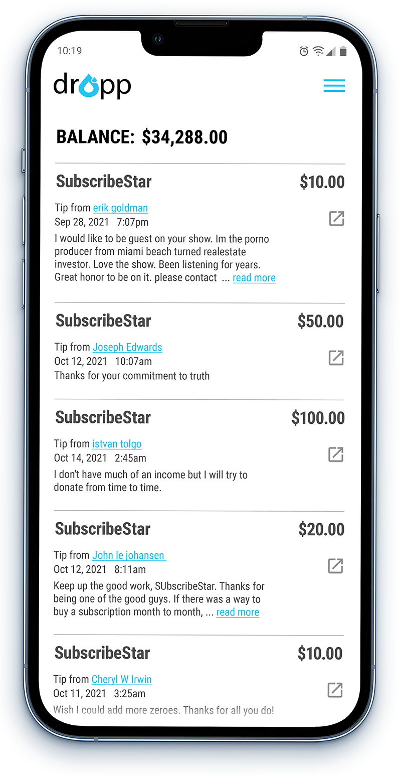 Dropp mobile application for Stars