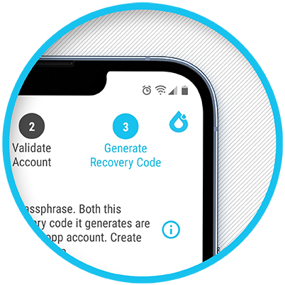 Creating account with Dropp app - Generate a recovery passphrase